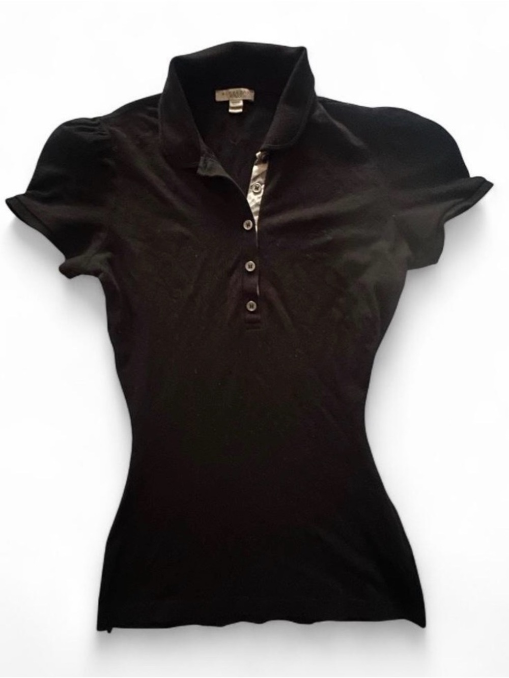 Burberry Black Short-Sleeve Polo with Button Placket
